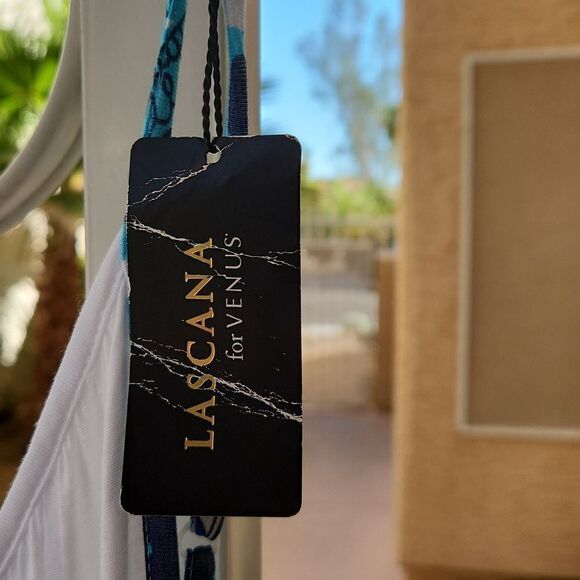 Lascana for Venus blue white spaghetti strap beachy dress NWT women's size 12 - Picture 4 of 8